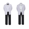 thumbnail image 2 of 7pc Boy Formal Black & White Suit Tux Set Satin Bow Tie & Vest Baby Sm-20 Teen, 2 of 3