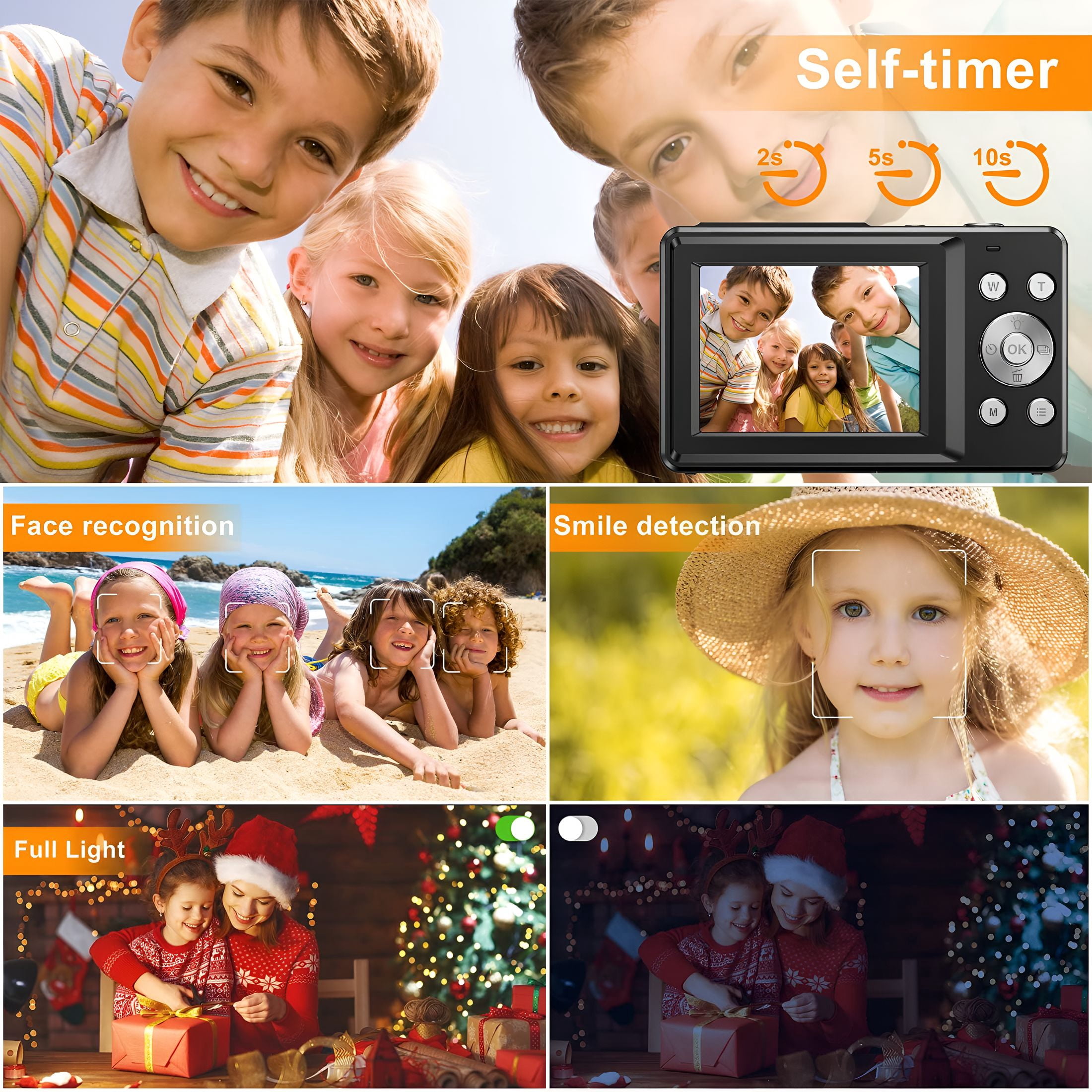 GJX Digital Camera,FHD 1080P 44MP 16X Zoom,Compact Point & Shoot Camera for Kids & Teens,Portable,Easy to Use,for Photography & Video Recording,Webcam Feature,Ideal Gift for Children Seniors