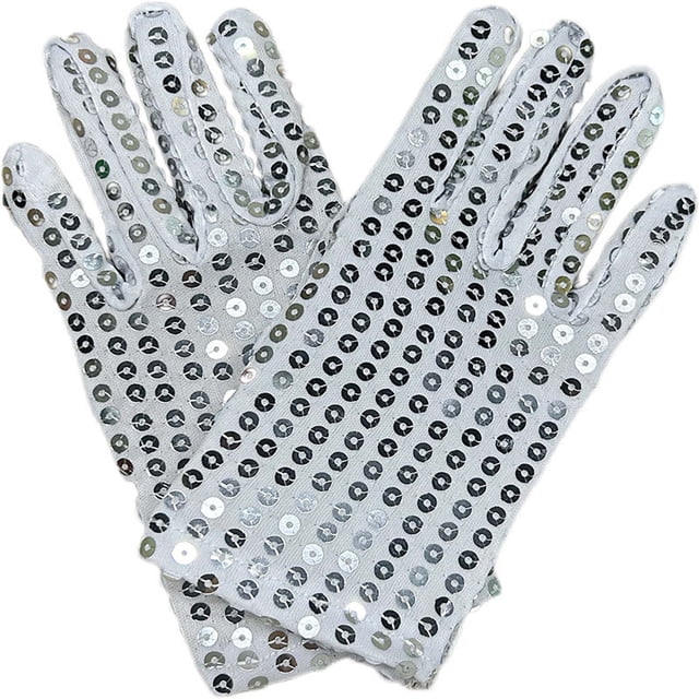 Guantes de lentejuelas brillantes para adultos y niños, de dedos completos, accesorios para actuaciones, disfraces, fiestas de Halloween y escenarios, poliéster elástico, 17 cm-23 cm