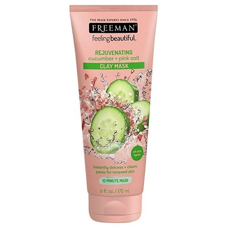 Freeman Feeling Beautiful Rejuvenating Clay Mask, Cucumber + Pink Salt 6 oz