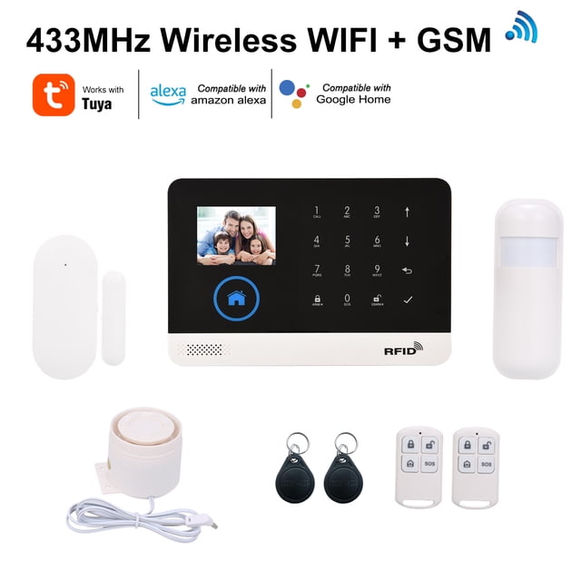 Alarm kit,Display Door App Remote Compatible Wifi Auto-dial Alarm Kit 16 Piece Pir App Auto-dial Alarm Lcd Bosnyyds Compatible With Voice Lcd Diy Alarm 16 Alarm 2.4in Lcd Piece Kit Lcd
