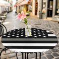 thumbnail image 6 of Thin Grey White Line Round Tablecloth for 45-54 Inch Tables, Fitted Table Cover with Elastic Edge, American Flag Star Waterproof Outdoor Table Cloth Protector for Patio Garden Dinner Picnic, 6 of 9