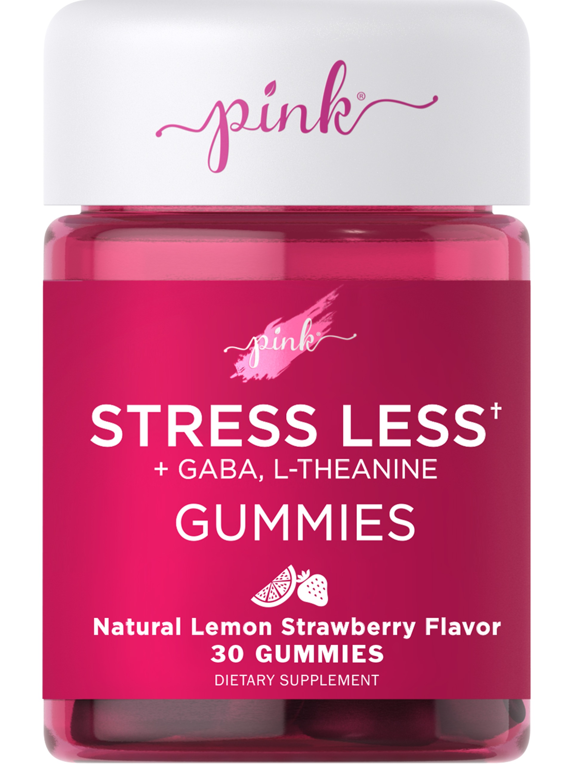 Pink Stress Less Gummies Gaba, L Theanine, Lemon Balm 30 Count