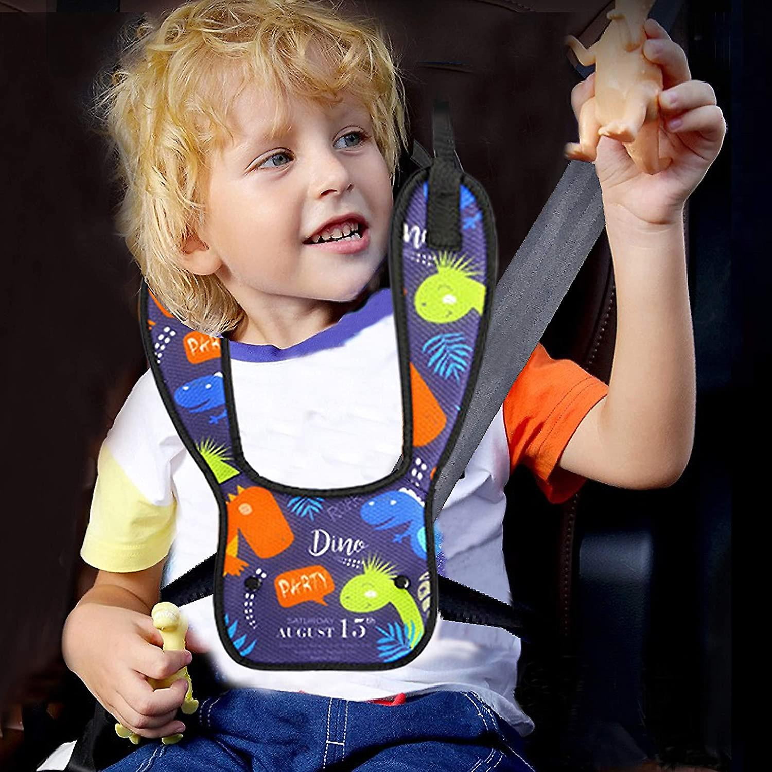 Child Seat Belt Adjuster compatible with Kids, Adjustable Car Seatbelt Protector, Soft Auto Seat