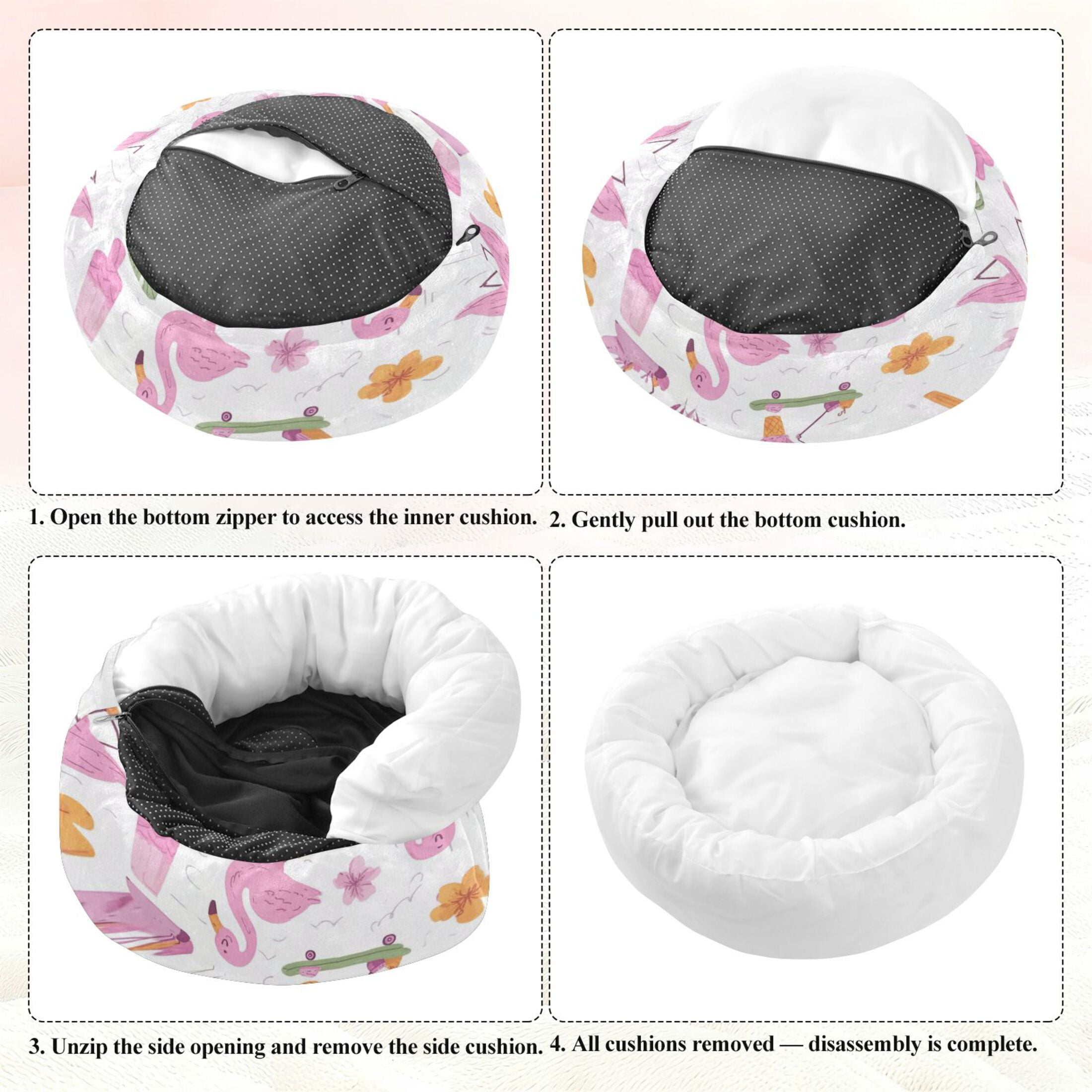 Iauyy Pet Couch Donut Cat Bed for Indoor Cats/Small Dogs Washable & Machine with Non-slip Bottom Calming Cat Furniture, Holding An Ice Cream Stick (M)