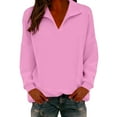 thumbnail image 2 of Women's V-Neck Sweatshirt, Soft Long Sleeve Pullover, Casual Comfortable Top, Lightweight Stretchable Blouse, Everyday Wear V-Neck Knit Shirt for Women Pink L, 2 of 6
