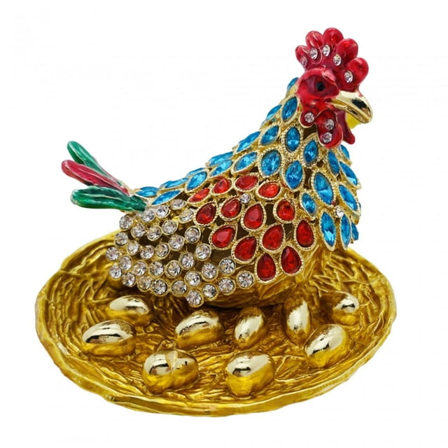 Figura de huevos para incubar de gallina, joyero esmaltado, caja del Tesoro, caja de baratija creativa artística para mamá, esposa, novia, regalo de
