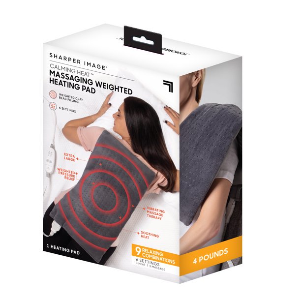 Calming Heat Wide Massaging Weighted Pad with 9 Settings, 4.4 lbs, 12
