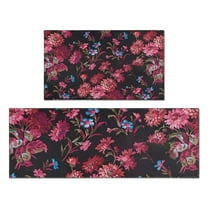 Pioneer Flower Floral Print Pattern Kitchen Rugs Sets Of 2,Anti Fatigue Kitchen Mat Rugs Non Slip Washable,Decorative Kitchen Floor Mats for Kitchen,Sink,Laundry,17"x30" 17"x47"