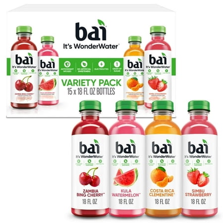 Bai WonderWater Flavored Water Beverage Variety Pack 18 fl oz Bottles 15 Pack – Antioxidant Infused Drinks Bai WonderWater Flavored Water Beverage Variety Pack 18 fl oz Bottles 15 Pack – Antioxidant Infused Drinks