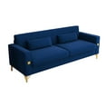 thumbnail image 3 of FX-P18-RG2(SOFA) Luxury Emerald Green Velvet Sofa with Gold Accents - Modern 3-Seat Couch with Plush Cushions, Perfect for Living Room and Office Decor, 3 of 17