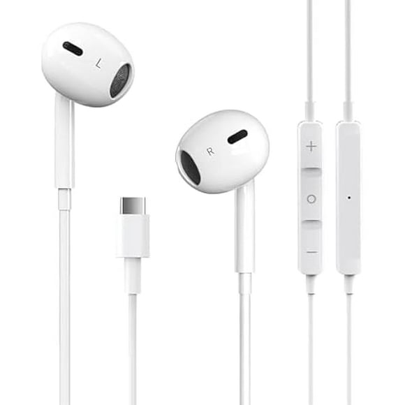 ccwmincc USB C Headphones for iPhone 17 16 15 Pro Max iPad Pro Type C Earbuds Wired Earphones with Mic & Remote Control Noise Cancelling for Pixel 8 7 6A 5 Galaxy S24 S23 S22 S21 S20