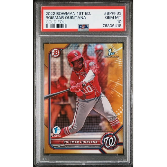2022 Topps Bowman 1st Edition Gold Foil Roismar Quintana #BPPF-83 PSA 10