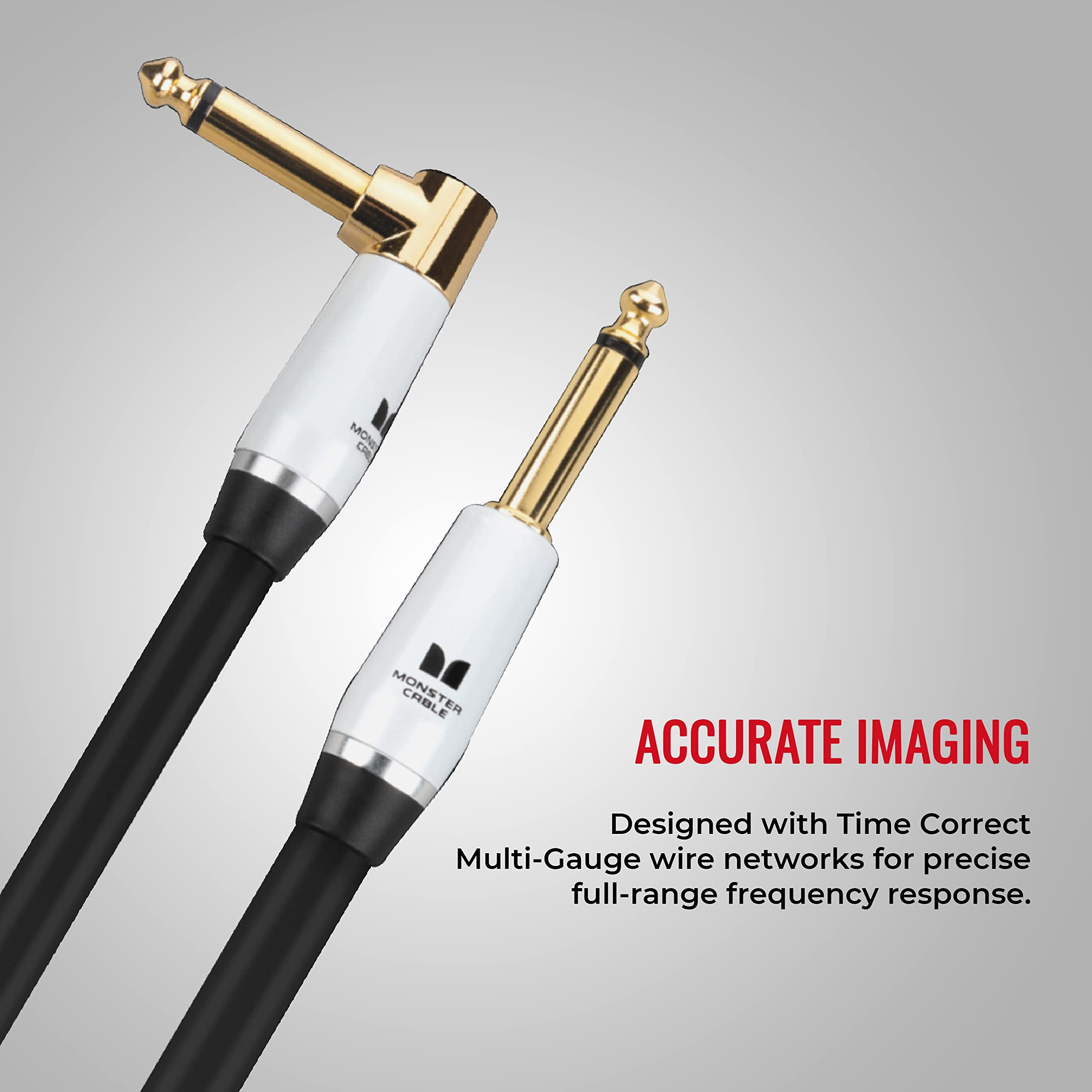Monster Studio Pro 2000 21' Right Angle to Straight Instrument Cable, Premium Sound Quality, Durable Nylon Braided Construction