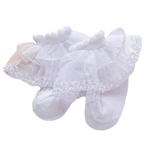 Inevnen Baby Girls Socks Double Layered Lace Ruffles Socks Toddler Kids Lace Dressy Short Socks Child Spring Summer Princess Socks
