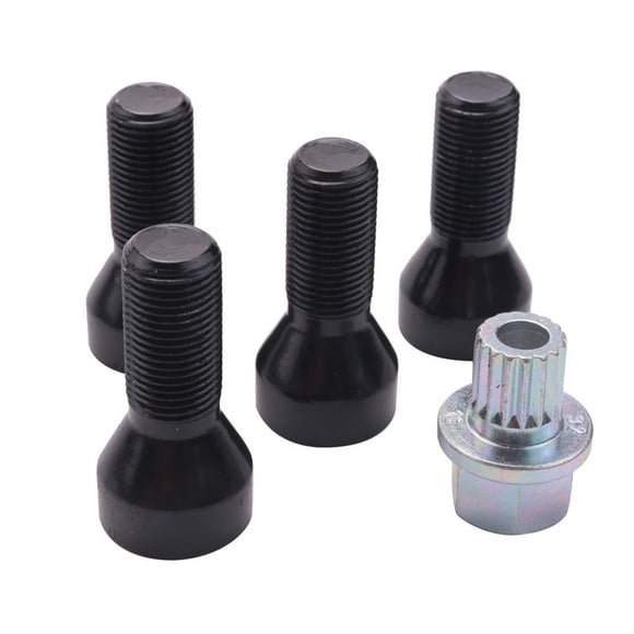 M14 x 1.25 Car Wheel Locking Bolts Wheel Hub Nut Anti-Theft Screw with Key Car Anti-Theft Screw for - R50 1 2 3 4 5 6,4 x Bolt 1 x key,Black
