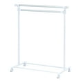 Mainstays 2 Tier Adjustable Chrome Garment Rack with Silver Metal and White Rod
