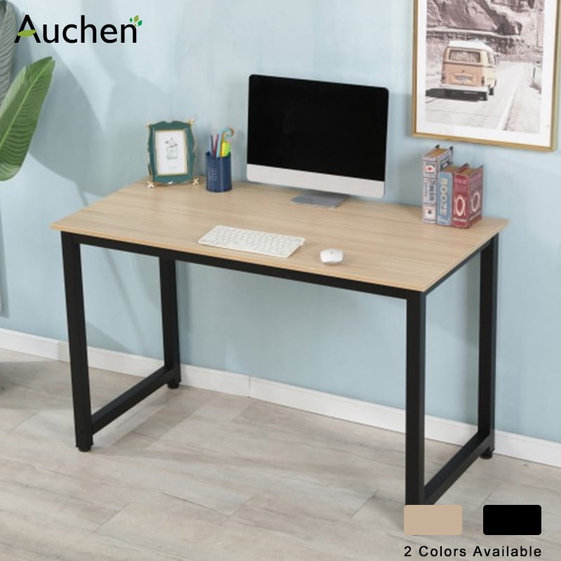 Auchen Office Computer Desk With Metal Legs Wooden Office