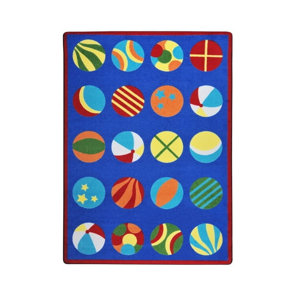 Joy Carpets Kid Essentials - Early Childhood Have a Ball - Rectangle - 5'4" x 7'8" - Multi