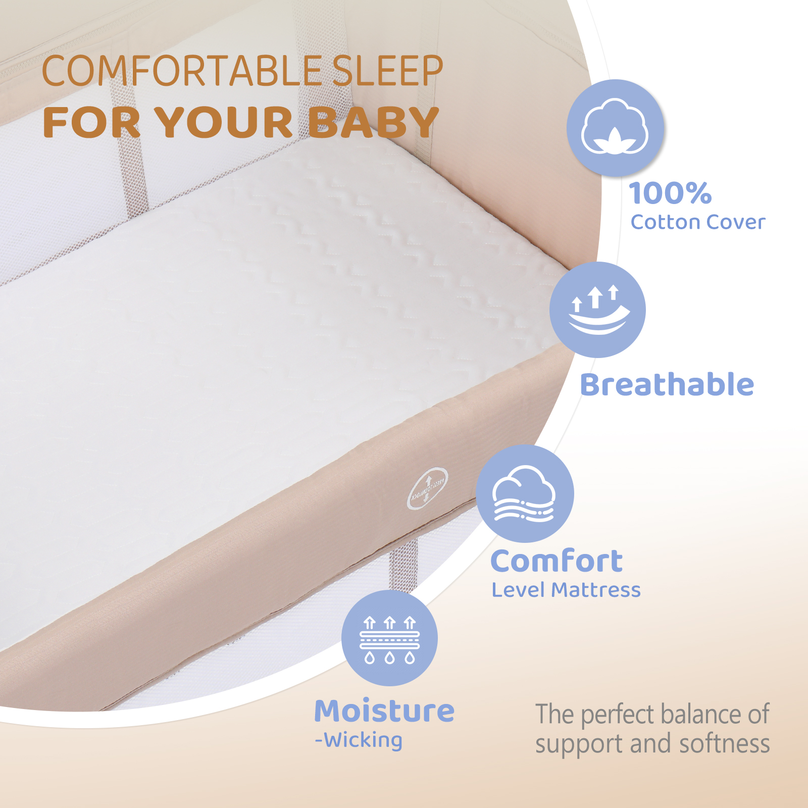 JOYMOR 4 in 1 Baby Bassinet Bedside Sleeper, Changing Space, Grow with ...