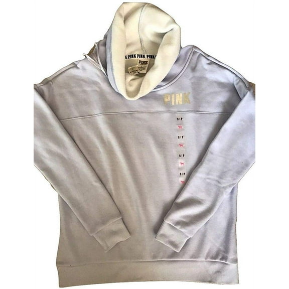 Victoria's Secret Pink Size Small Graphic Cozy Fleece Cowl-Neck Pullover Color Purple NWT
