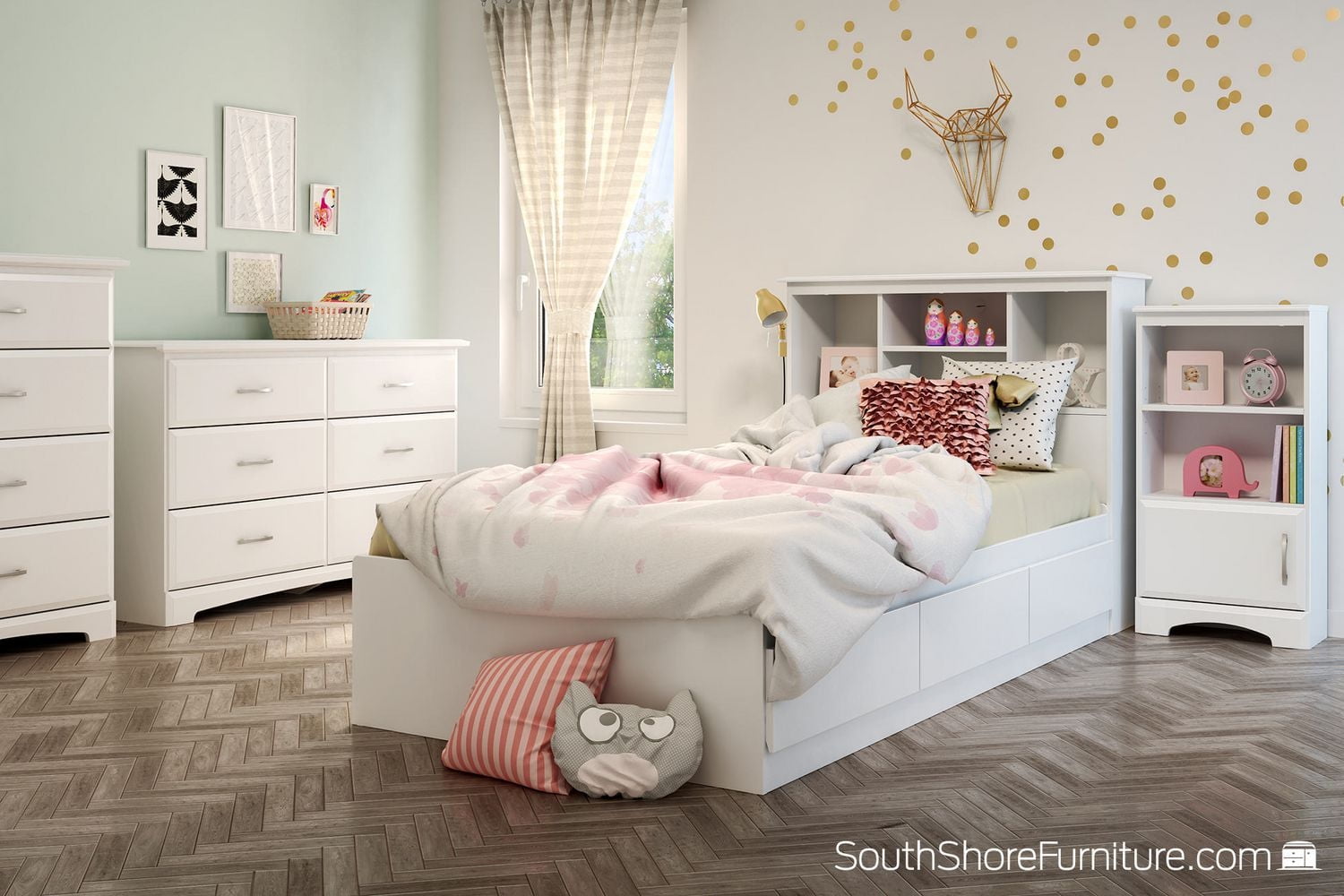 Lit rangement simple (39") 3 tiroirs Callesto, Blanc solide de Meubles South Shore