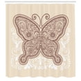 thumbnail image 3 of Ambesonne Ethnic Shower Curtain, Ornament Abstract Butterfly, 69"Wx70"L, Brown White, 3 of 3