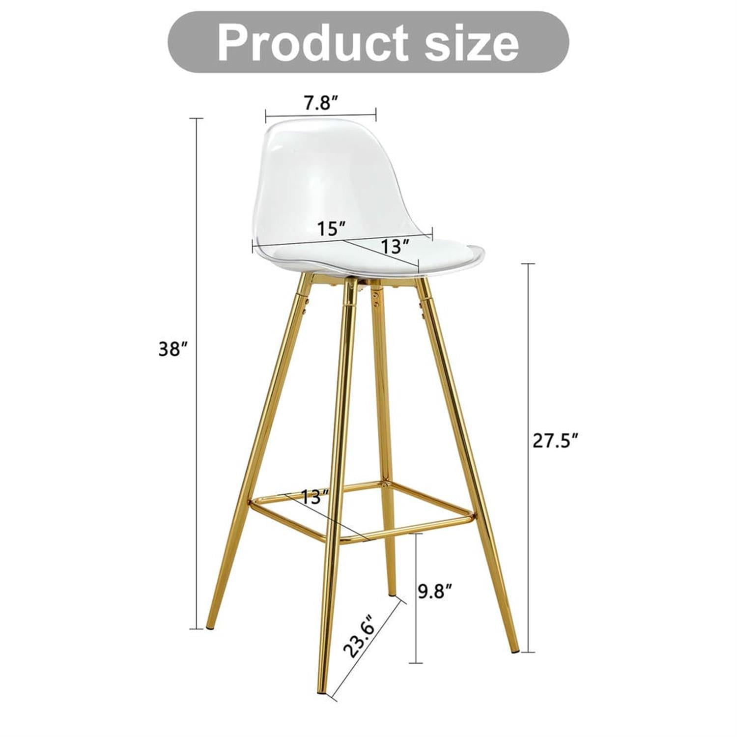 Demi Bonn 38" Counter Height Bar Stools Set of 2, Upholstered Barstools with Back, Kitchen Island Countertop Chairs for Dining Room, Gold