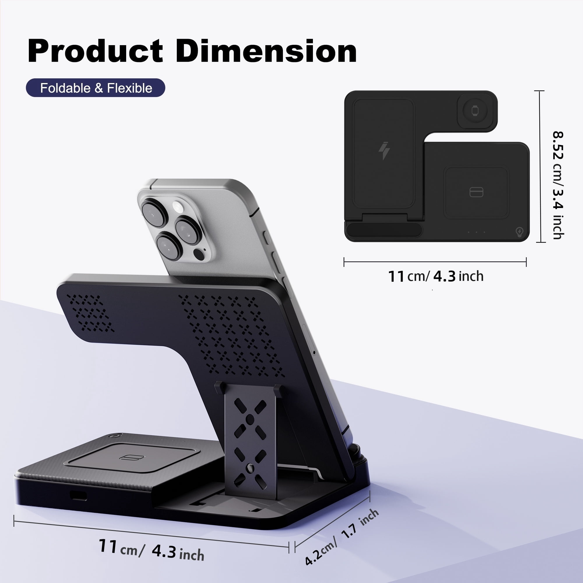 15W 3-in-1 Wireless Charging Station for iPhone 17-8, Apple Watch Ultra 10-2 & AirPods Pro 2-2, Fast Charger Stand, Halloween Christmas Birthday Gift