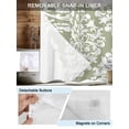 thumbnail image 3 of No Hook Cloth Fabric Shower Curtain with Snap in Liner, Baroque Sage Green Waterproof Shower Curtains Set with See Through Top Window, Vintage Damask Classic Floral Bath Curtains Shower 72"x96", 3 of 6