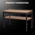 thumbnail image 2 of Établi Réglable de 60 à 48 Pouces avec Prises de Courant et USB, Cadre en Acier Supérieur en Bois Franc Robuste de 2500 Lb, Tablette de Rangement pour Garage, Atelier, Bureau, Noir+bois Naturel, 2 of 7