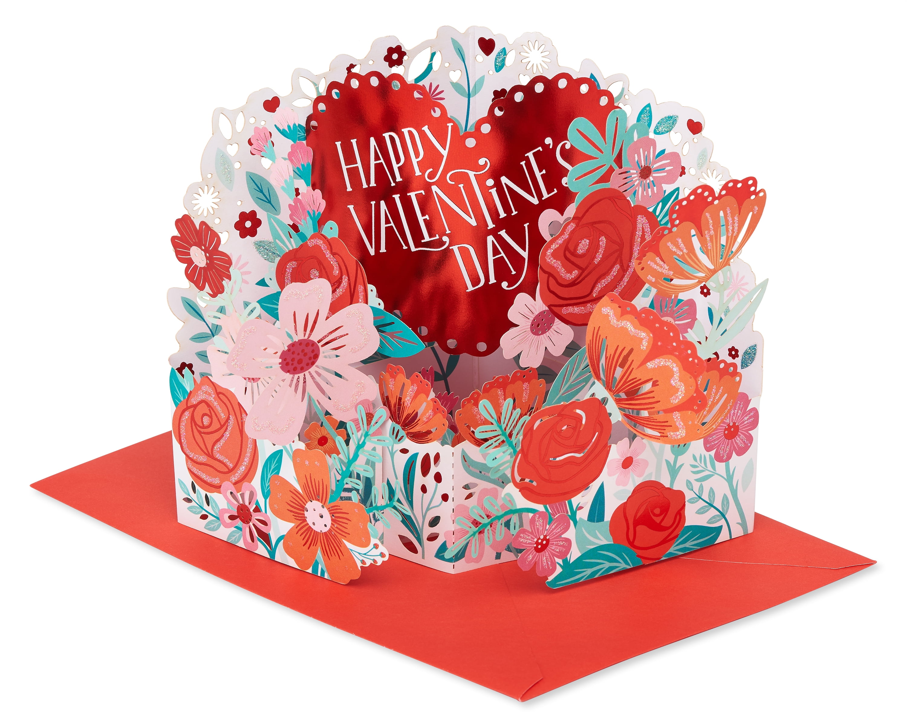 American Greetings Valentine’s Day Magic Moments Pop-Up Card (Floral Heart)