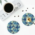 thumbnail image 4 of Honeii Hawaiian Style print Leather Coaster Set of 4, ideal for safeguarding your furniture from drinks spills and effortless cleanup-Round Shape, 4 of 6