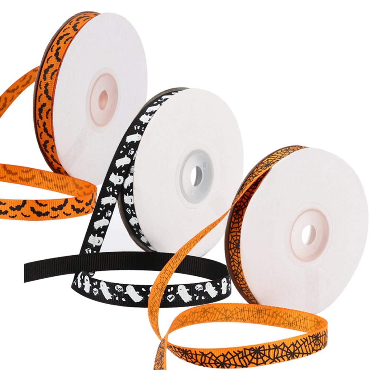 Hemoton 3 Rolls Halloween Ribbon DIY Grosgrain Ribbon Gift Wrapping