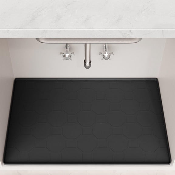 Silicone Under Sink Mat 28" x 22", kitchen Essentials and Gadgets, Shelf liner and Cabinet Protector, Home Organizers and Storage, Waterproof Bathroom Tray