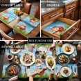 thumbnail image 3 of Easter Rabbits Blue Sky Placemats Set of 4,Wipeable Washable Table Mats for Dining Tables, Red Truck Eggs Place Mats for Kitchen Event Party Tabletop Decor, 3 of 9