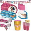 Party City Superstar Wonder Woman Birthday Tableware for 24 Guests, Superhero Plates, Napkins, Utensils, and Decorations