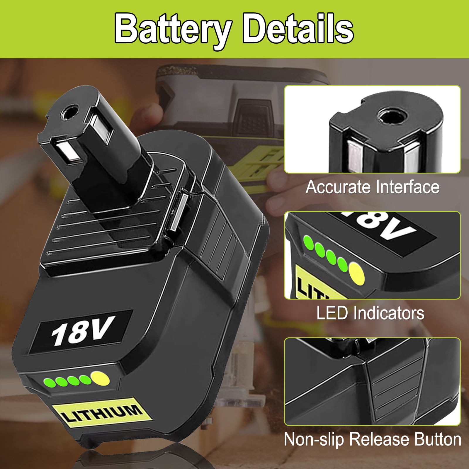 4 Pack 8.0Ah Battery Fits for Ryobi Battery Replacement for Ryobi 18V Battery Compatible with Ryobi Battery 18V P102 P103 P104 P105 P107 P108 P109 P190 P122,Long Runtime & Fast Charging