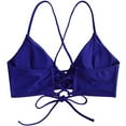 thumbnail image 3 of Women's Basic Criss Cross Push Up Bikini Tops Textured Spaghetti Straps Wire Free Bathing Suit Top, 3 of 6