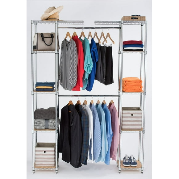 TRINITY EcoStorage Expandable Closet Organizer |56”-78”W x 14”D x 84”H|Chrome