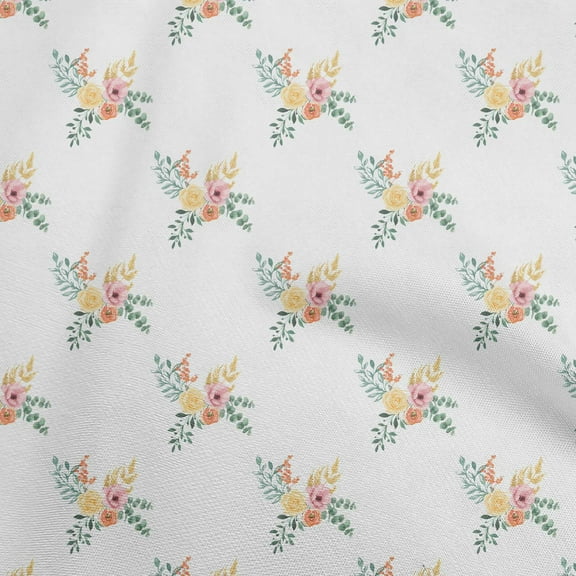 oneOone Cotton Flex Yellow Fabric Watercolor Floral Sewing Fabric By The Yard Printed Diy Clothing Sewing Supplies 40 Inch Wide