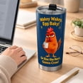 thumbnail image 6 of Wakey Wakey Egg Baky Funny Rooster 20oz Stainless Steel Insulated Tumbler - Leak-Proof Travel Coffee Cup, Farm Humor Chicken Themed Drinkware for Morning, 6 of 6