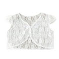 thumbnail image 2 of TOOYOU Girls T-Shirt Coat Lace Shawl Jacket Cardigan Outwear Lace Wedding Shawl Short Kid Children Bolero Tops Summer Cute Basic Tops White Size 4-6 Years, 2 of 5