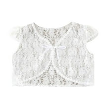 WOYY Little Girls Lace Short-Sleeve Cardigan Shawl Sun Protection Bolero Top, Sizes 2-8