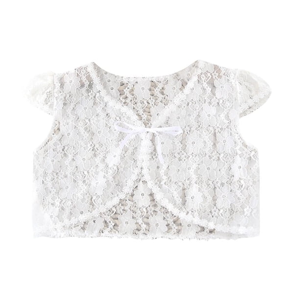 WEAIXIMIUNG T-Shirts 2T Enfants Fille Boléro Veste Mariage Courte Vêtement d'Extérieur Été Châle en Dentelle Manteau 6-8 Ans