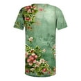 thumbnail image 5 of CFLVAEK Summer Shirts for Women Plus Size Loose Short Sleeve Pleated Blouse Tops Comfy Button Up Tunic Blouses Elegant Flower Graphic Shirt Green XXL, 5 of 6