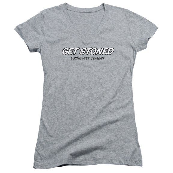 - Get Stoned - Juniors Cap Sleeve V-Neck Shirt - X-Large