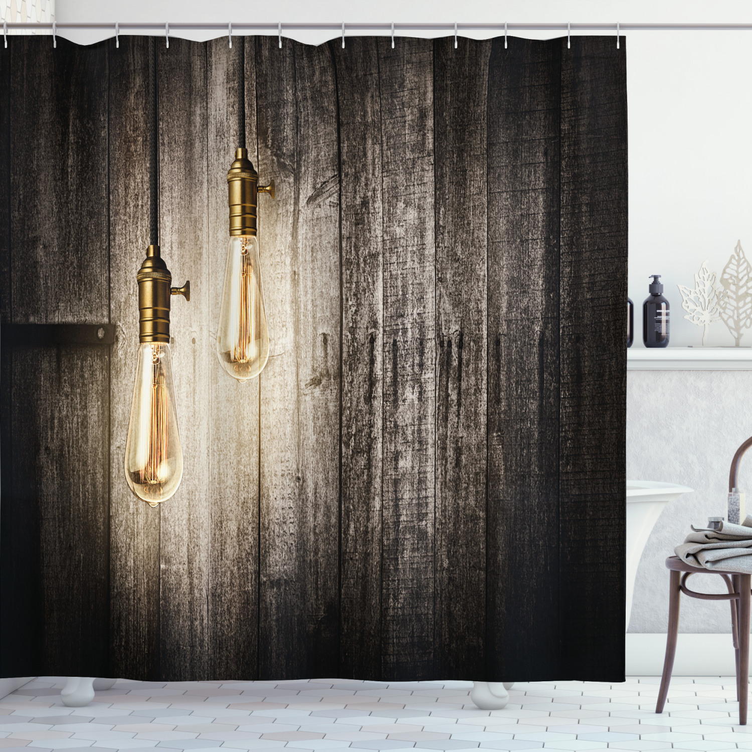 Industrial Shower Curtain, Historical Innovation Edison Revival Retro