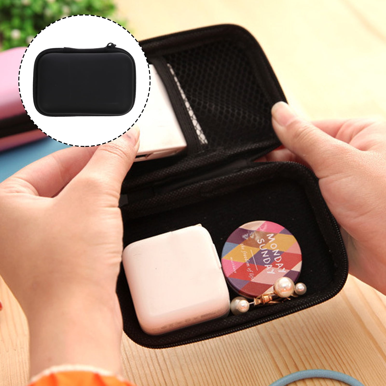 Hemobllo Storage Bag Travel Bag USB Flash Disk Organizer Carrying Pouch EVA Bag Storage Container High capacity