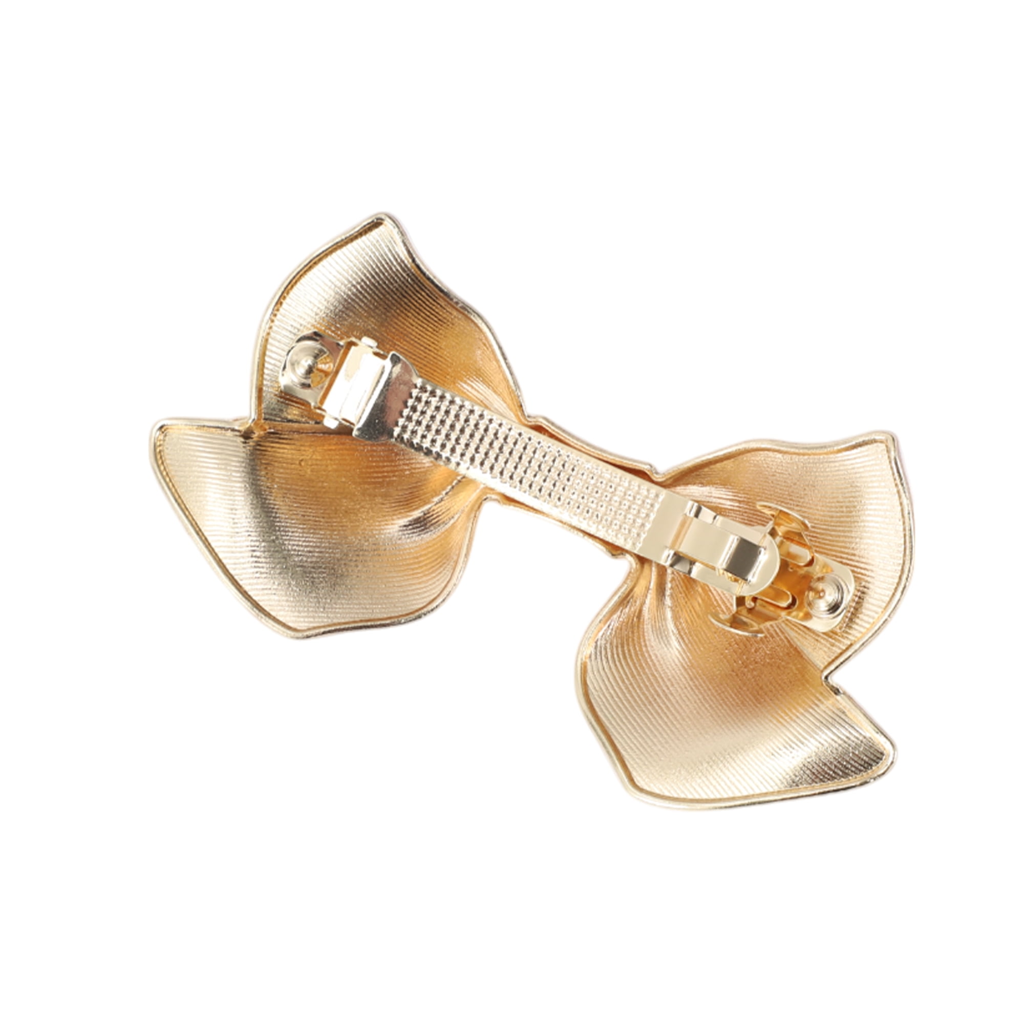 Unique Bargains Grace Double Bow Hair Clips for Home Use with Gold Tone Design